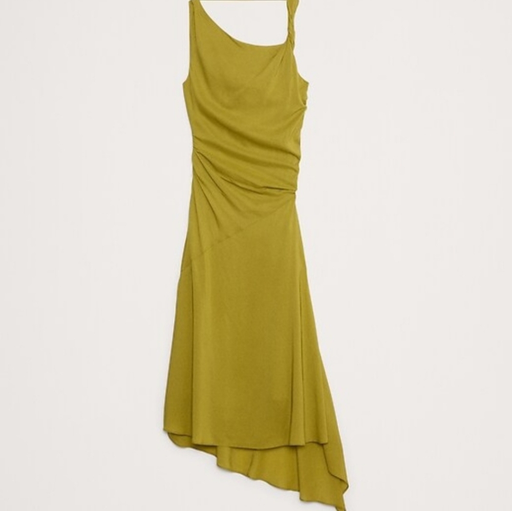 Banana Republic NWT Chic Green Asymmetrical Ruched Cocktail Dress